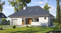 Projekt domu E-286 Rodzinny dom z rozbudowaną sypialnią na parterze